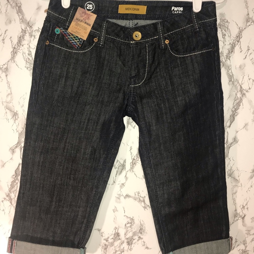 NWT MEK DNM Paros Dark Wash Capris